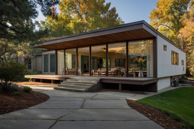 Foto casa moderna de madera con balcones abiertos