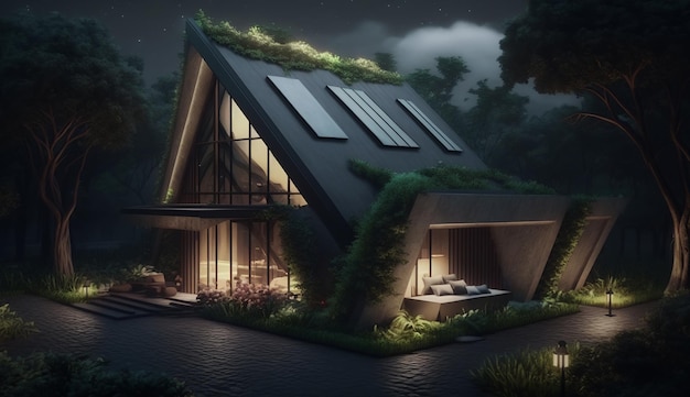 Casa moderna na floresta