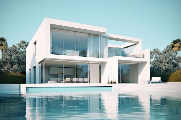 casa moderna con piscina ai