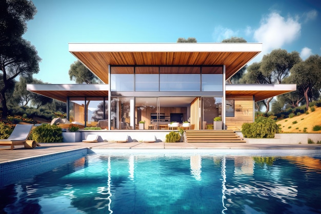 Casa moderna con piscina Villa de lujo de alta tecnología bienes raíces hogar propiedad jardín exótico