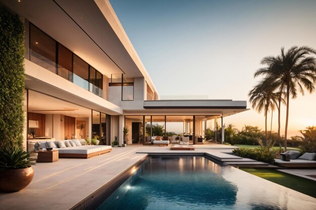 Foto casa moderna con piscina
