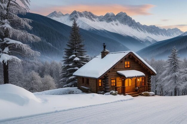 Foto casa de montaña de madera construida con troncos de madera hermosa casa de troncos con porche