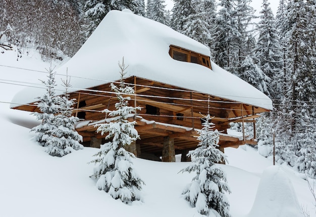 Casa na floresta de inverno