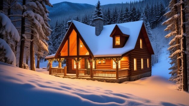 Casa de Navidad en la nieve