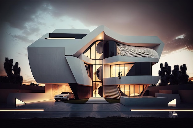 Esta casa neomoderna se destaca por su diseño elegante y minimalista con un enfoque en la funcionalidad y líneas limpias Generado por IA