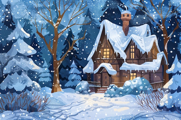 una casa en la nieve