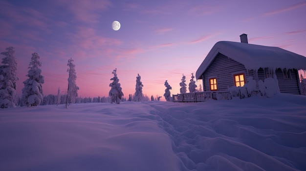 Una casa en la nieve