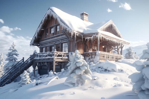 Una casa en la nieve