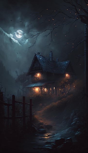 La casa oscura por la luna