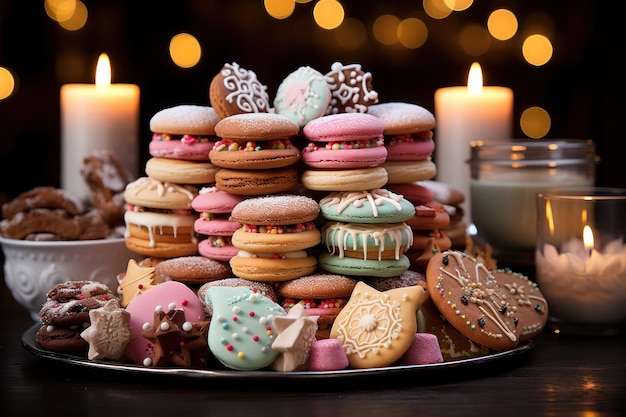 Casa de pan de jengibre y una variedad de galletas de Navidad papel pintado de Navidad