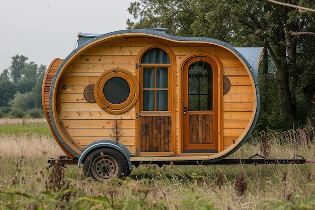 Foto casa pequeña móvil para aventuras al aire libre