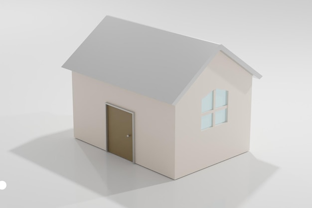 Foto una casa pequeña con una puerta que dice que la casa está sobre un fondo blanco.
