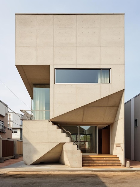 una casa por persona cuenta con una escalera que conduce a una terraza que conduce a la terraza.