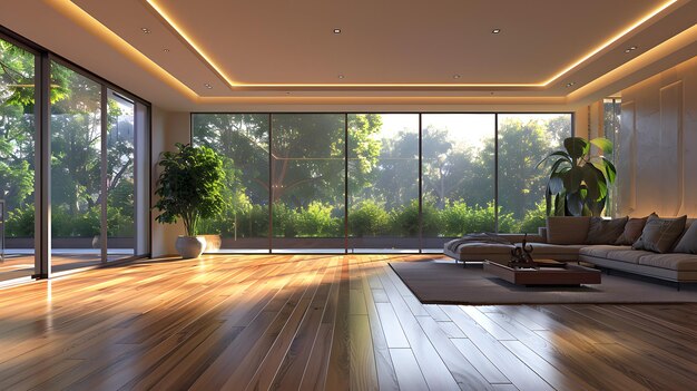 Una casa con pisos de madera, ventanas abundantes y sombra natural de los árboles
