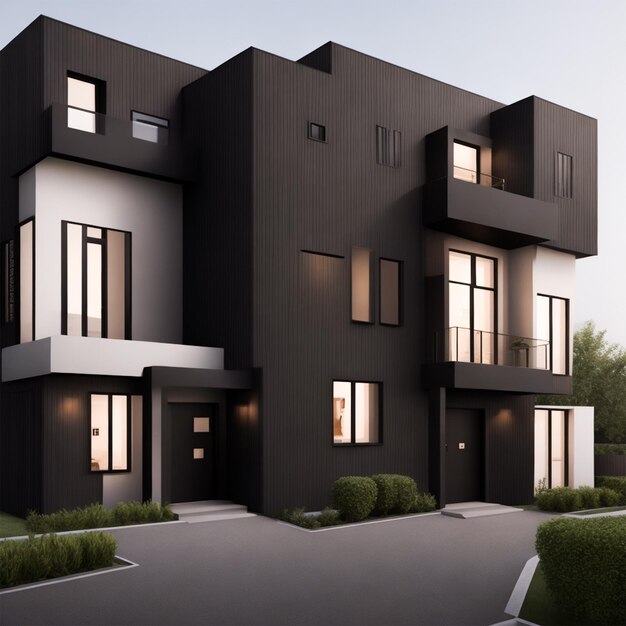 casa preta moderna Modelo 3D