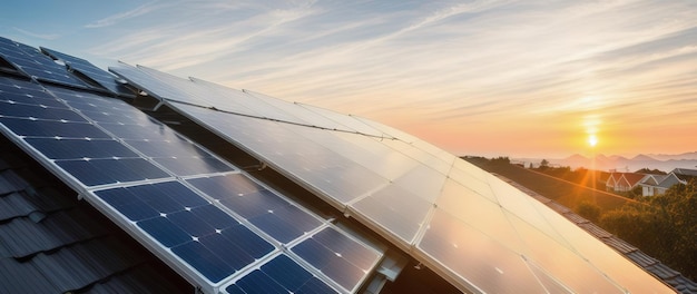 Casa privada com painéis solares no telhado IA geradora de energia amiga do ambiente