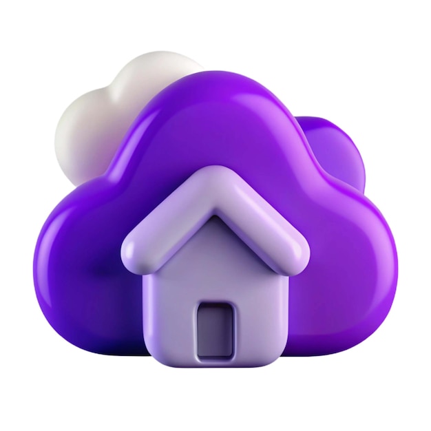 una casa púrpura con una casa en forma de casa
