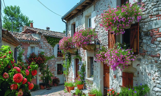 Foto una casa con un ramo de flores en el exterior