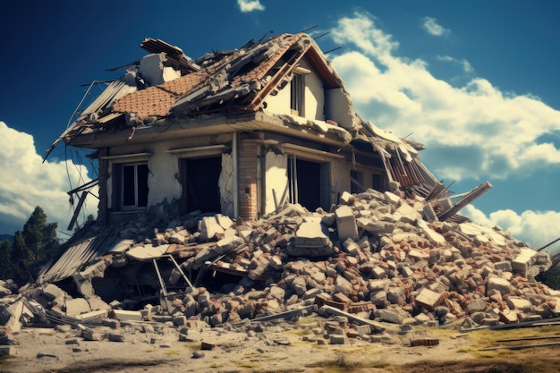 Casa en ruinas tras el terremoto Generate Ai