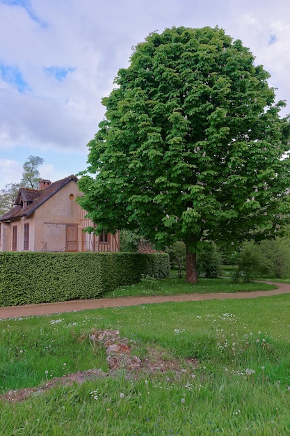 Casa rústica de Marie Antoinette no Palácio de Versalhes, em Paris, na França.