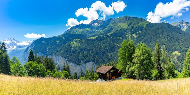 Casa solitária nos Alpes Suíços, Suíça