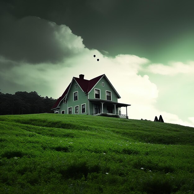 Foto casa solitaria con paredes blancas