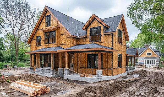 una casa con un techo que tiene una casa en ella