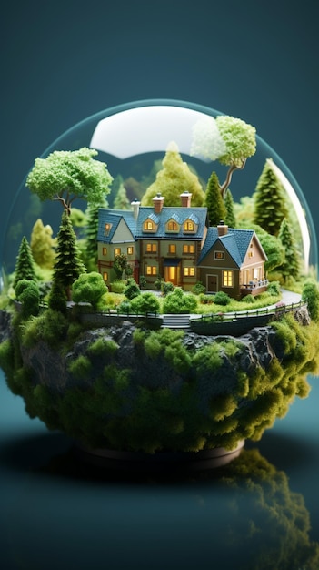 Una casa en la Tierra con pasto verde significa inversión inmobiliaria Fondo de pantalla móvil vertical