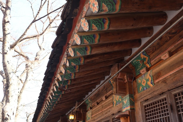 Foto una casa tradicional coreana en invierno