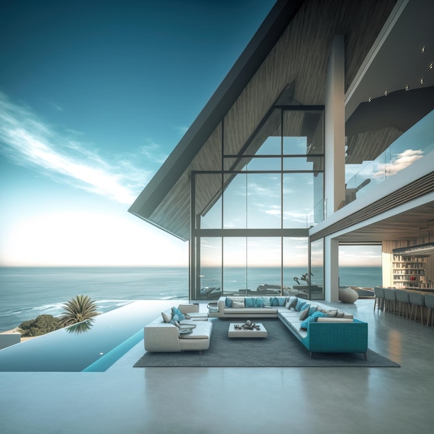 casa tropical moderna y elegante con piscina villa de lujo aire generativo