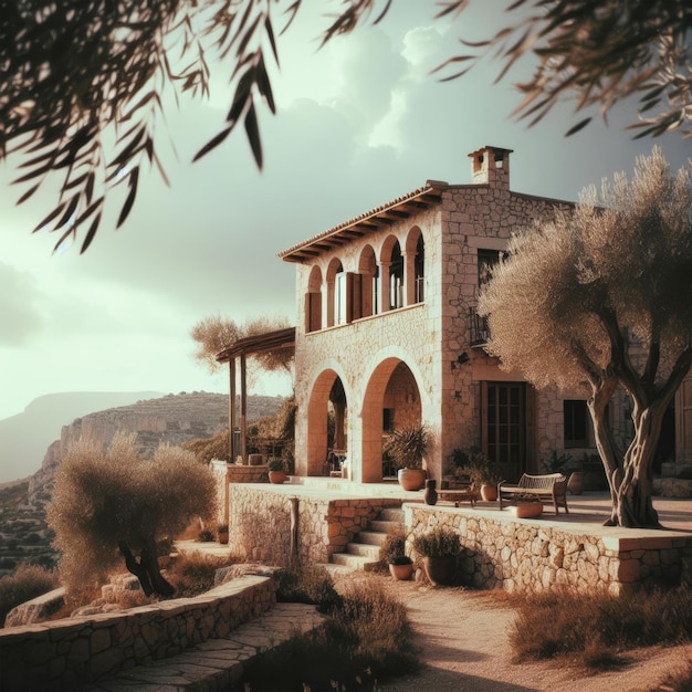 Foto casa velha em creta grécia imagem tonada em estilo vintage