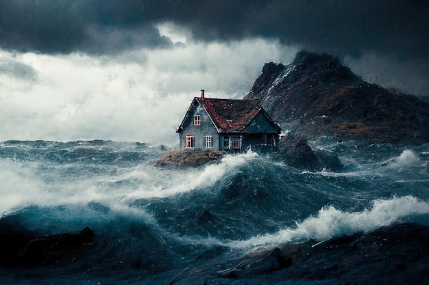 Casa velha na tempestade