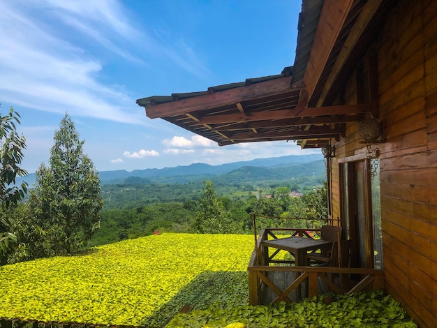 Una casa con vista a las montañas