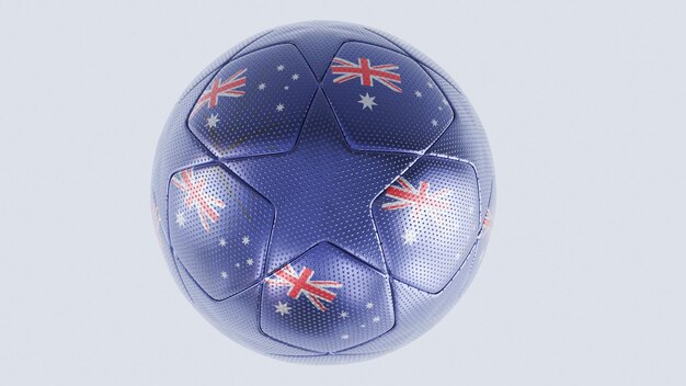 Casablanca marruecos 21 de octubre de 2022 balón de fútbol azul con la bandera de australia concepto de diseño de torneo 3D render