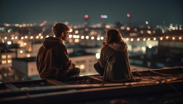 Casal à noite na cidade casal à noite IA generativa