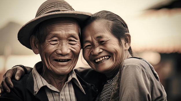 Casal asiático de idosos de Laos retrato