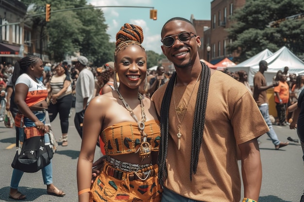 Casal celebrando o Festival Anual Juneteenth