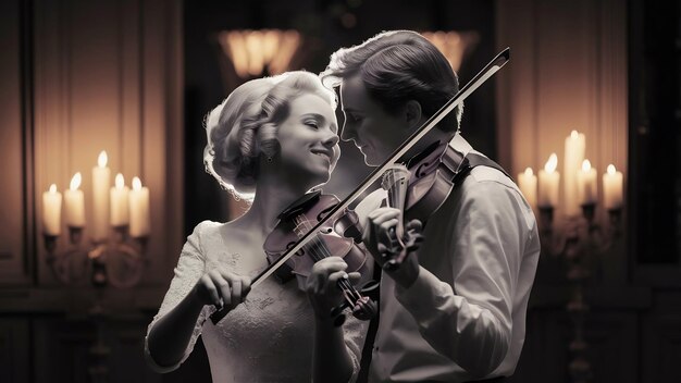 Foto casal com violino