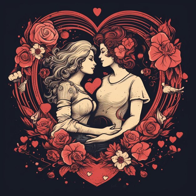 Casal de amor apaixonado ilustração digital obras de arte designs de camiseta do dia dos namorados 039