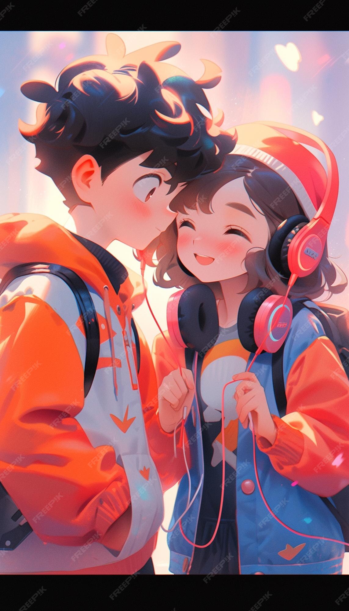 Casal de anime se beija de perto generative ai