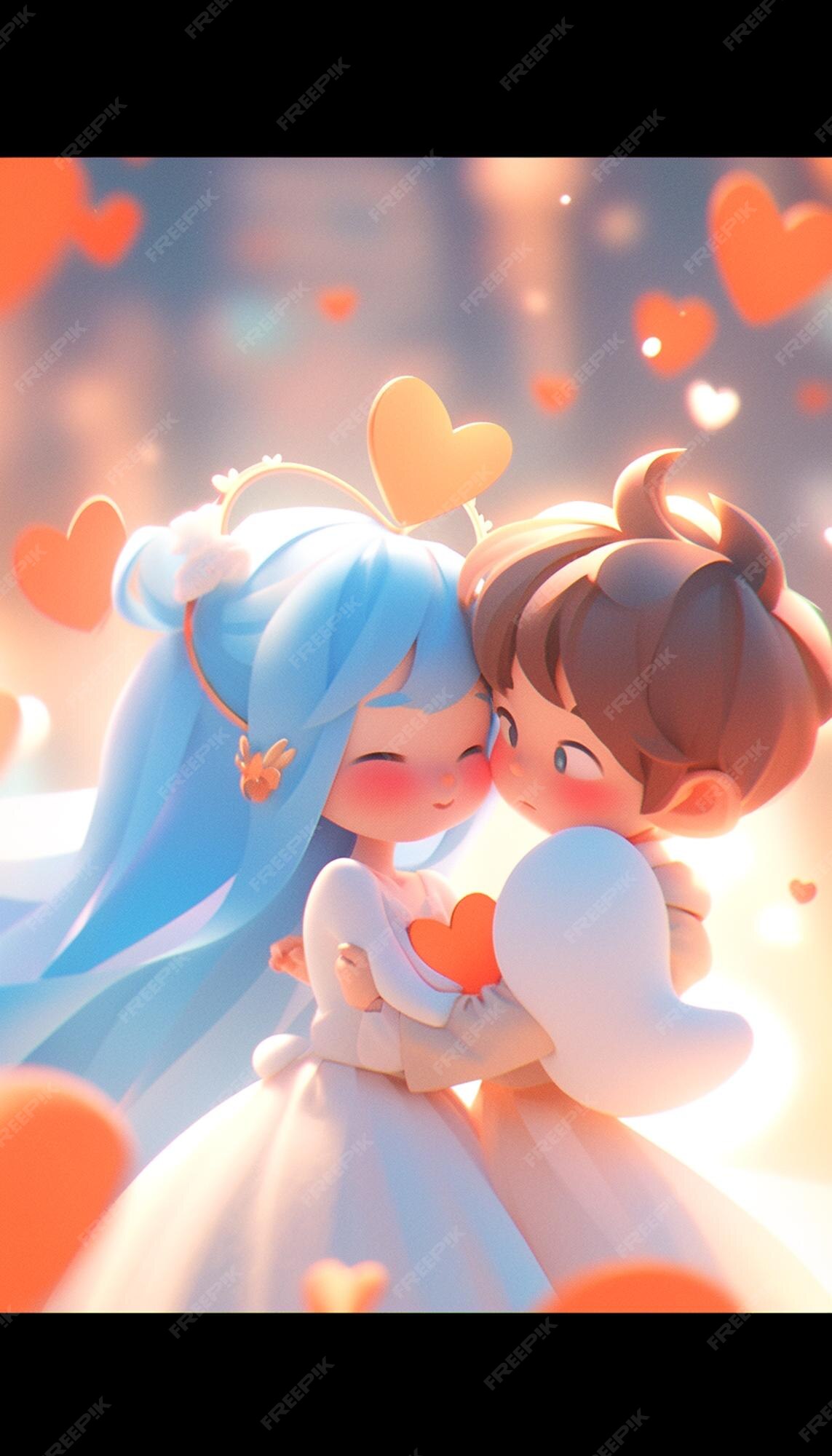 Casal de anime se beija de perto generative ai