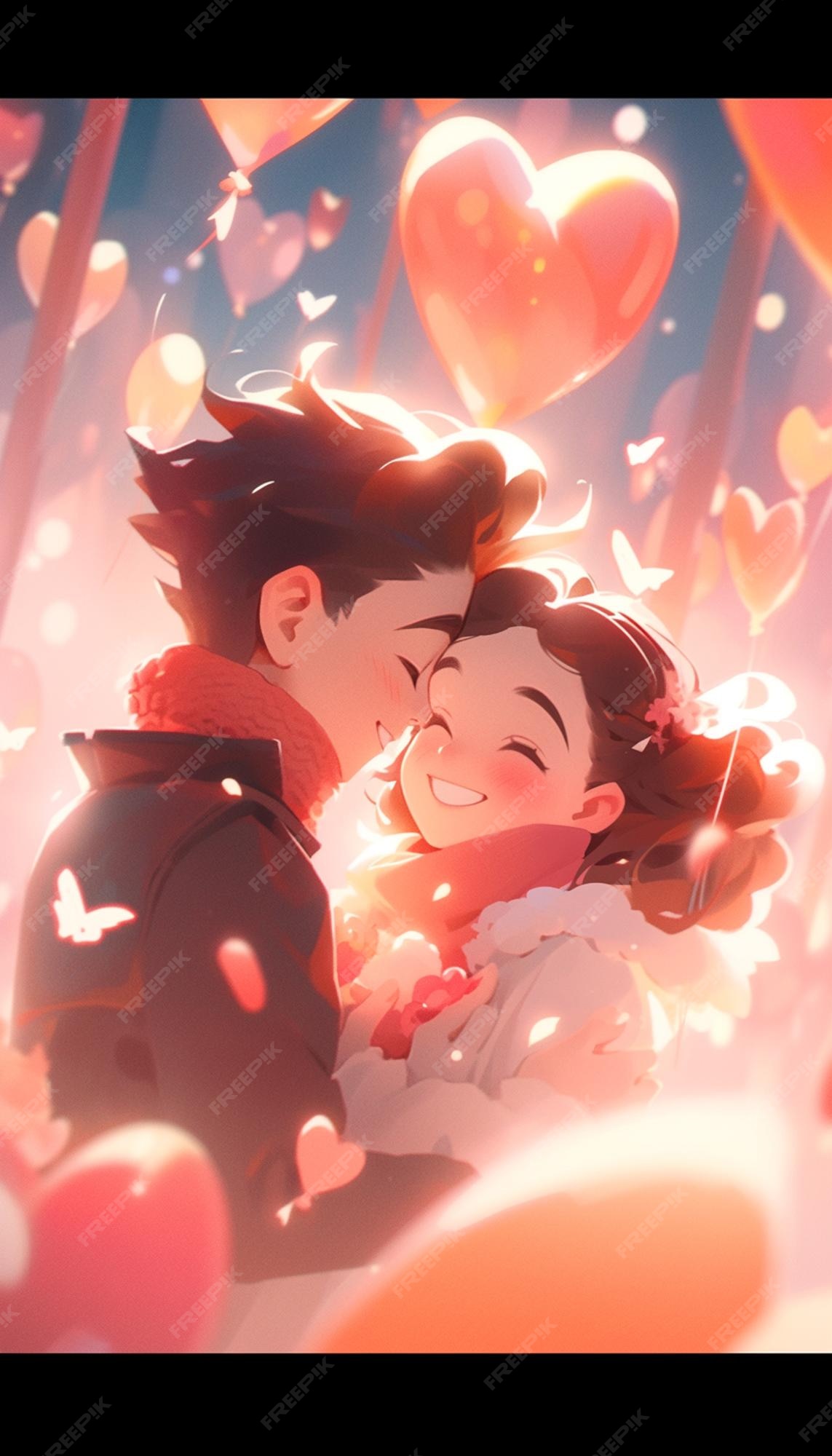 Casal de anime se beija de perto generative ai