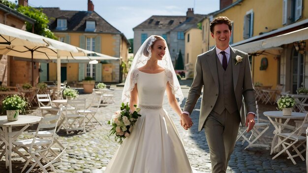 Casal de casamento em França