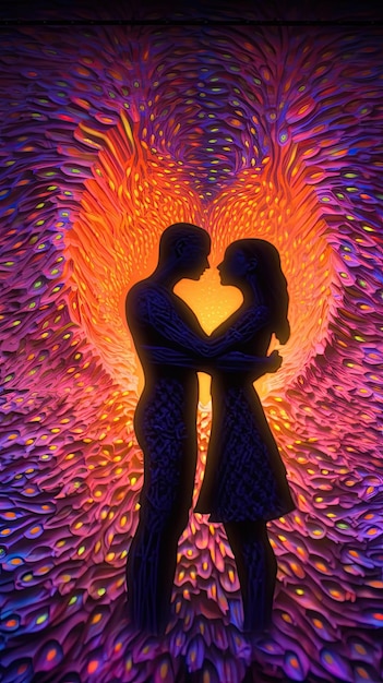 Foto casal de homem e mulher apaixonados coração feito de estrelas no fundo
