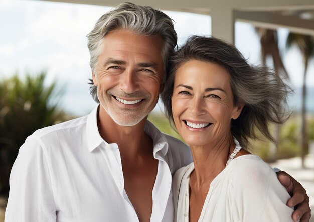 Foto casal de idosos alegre na década de 5060 compartilhando momentos felizes juntos estilo de vida casual não é pessoa real ia generativa