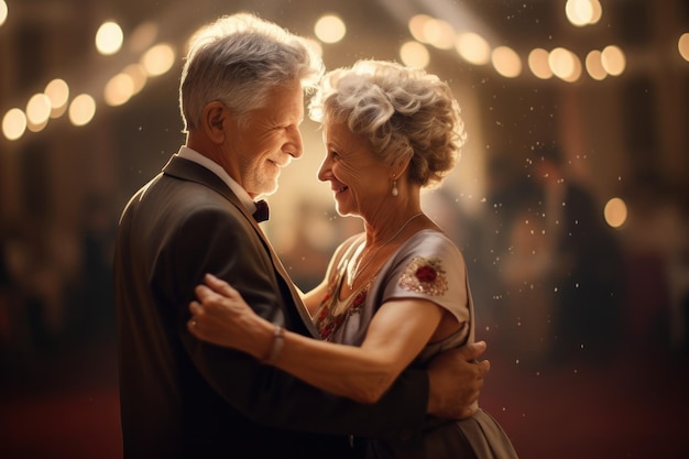 Casal de idosos dançando Ilustração AI GenerativexA