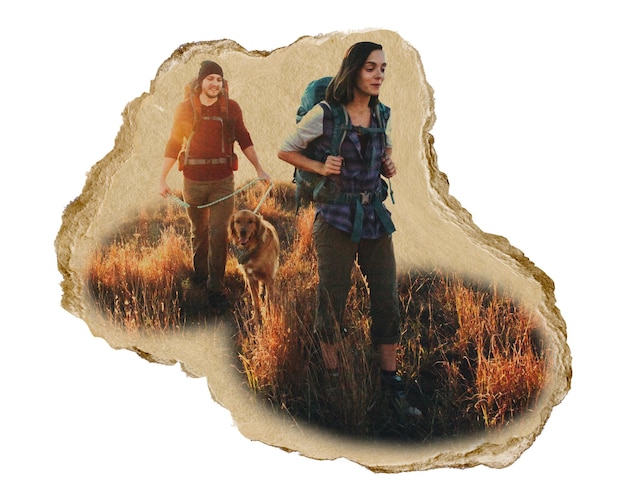 Casal de mochila adesivo png papel rasgado fundo transparente