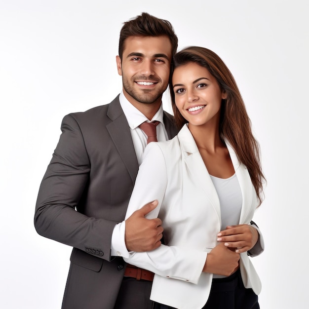 Foto casal de negócios multiétnico feliz isolado