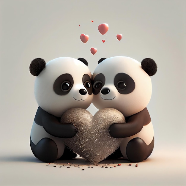 Kawaii Bonito Panda Urso Casal Desenho Animado Valentine Amor Fundo imagem  vetorial de hayashix23© 235167704