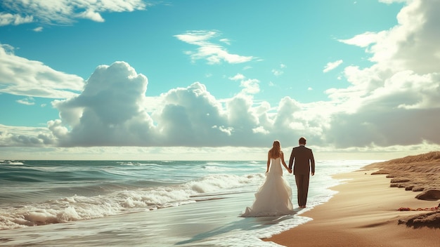 Casal feliz na praia